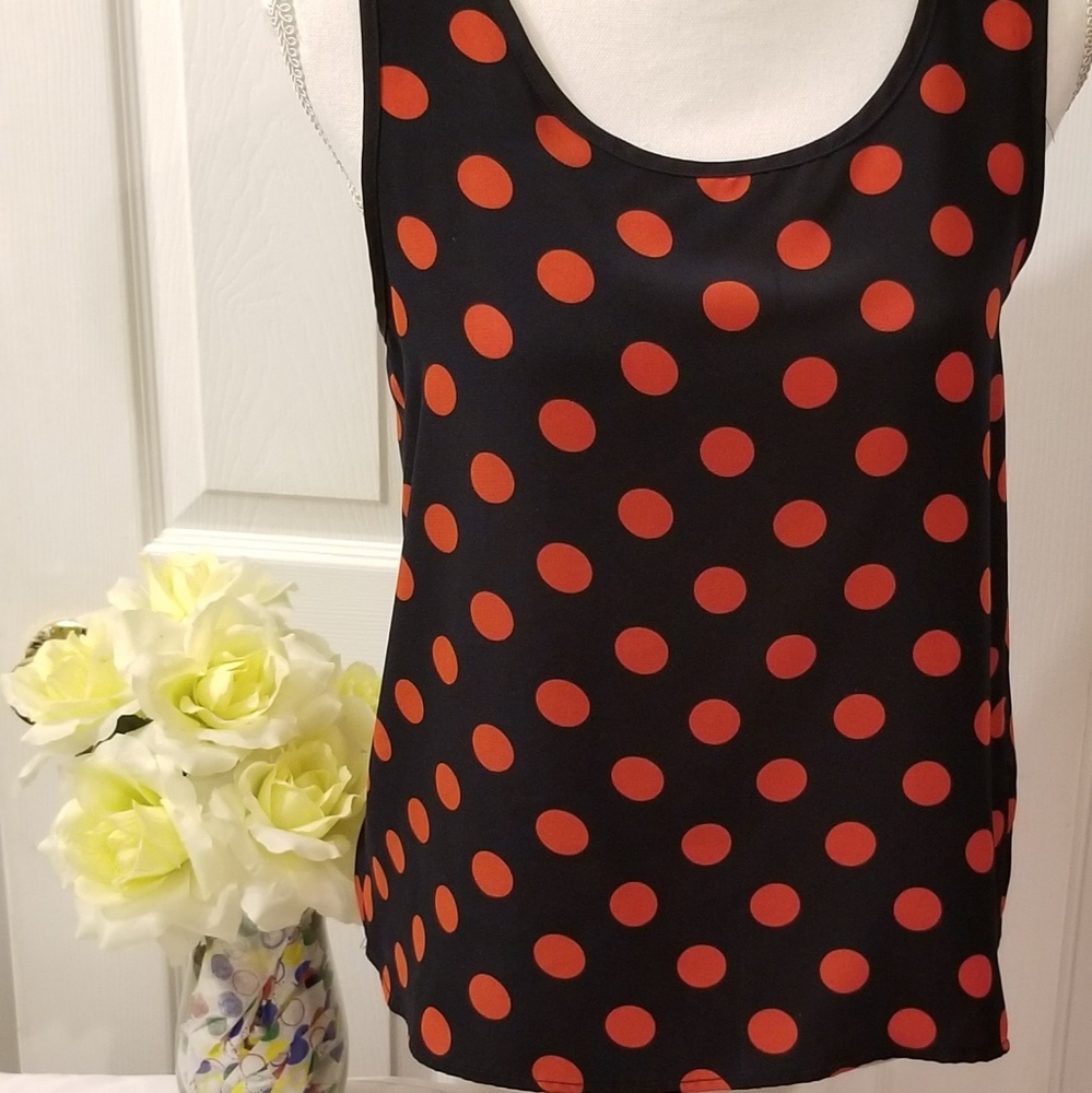 Elodie Navy Blue/Brick Red Polka dDtted Blouse